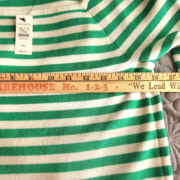 NWT Talbots green and white striped square neck short sleeved sweater MP - Picture 10 of 10